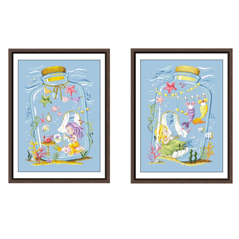 Mermaid's room cross stitch kit drift bottle cartoon cotton thread 18ct 14ct 11ct skyblue canvas embroidery DIY gift wall decor
Mermaid's room cross stitch kit drift bottle cartoon cotton thread 18ct 14ct 11ct skyblue canvas embroidery DIY gift wall decor