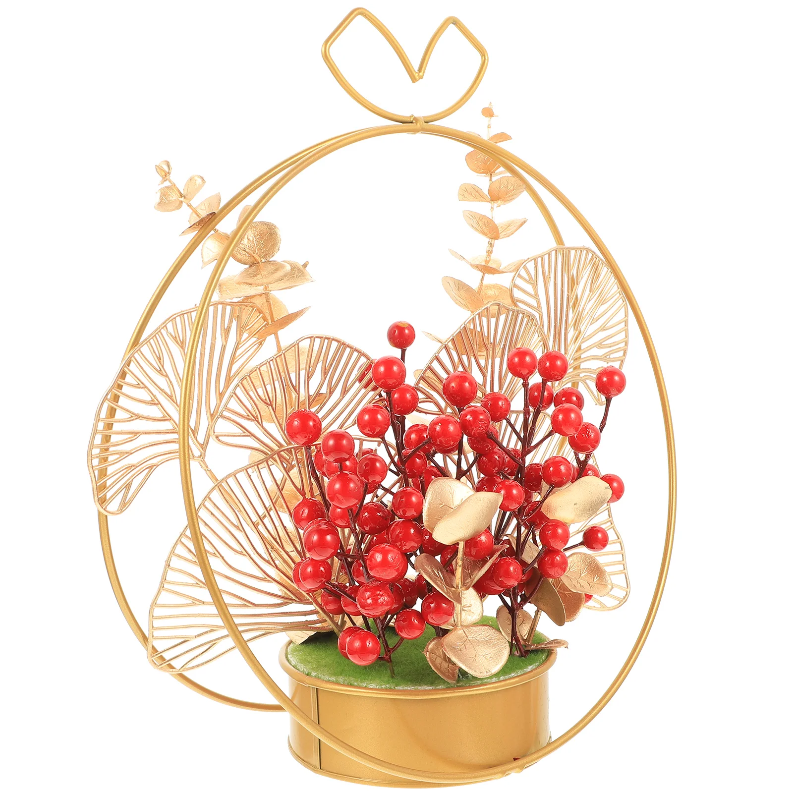 

Year New Red Flower Berries Chinese Bonsai Tree Decoration Basket Centerpiece Berry Decor Artificial Wedding Table Potted Fake