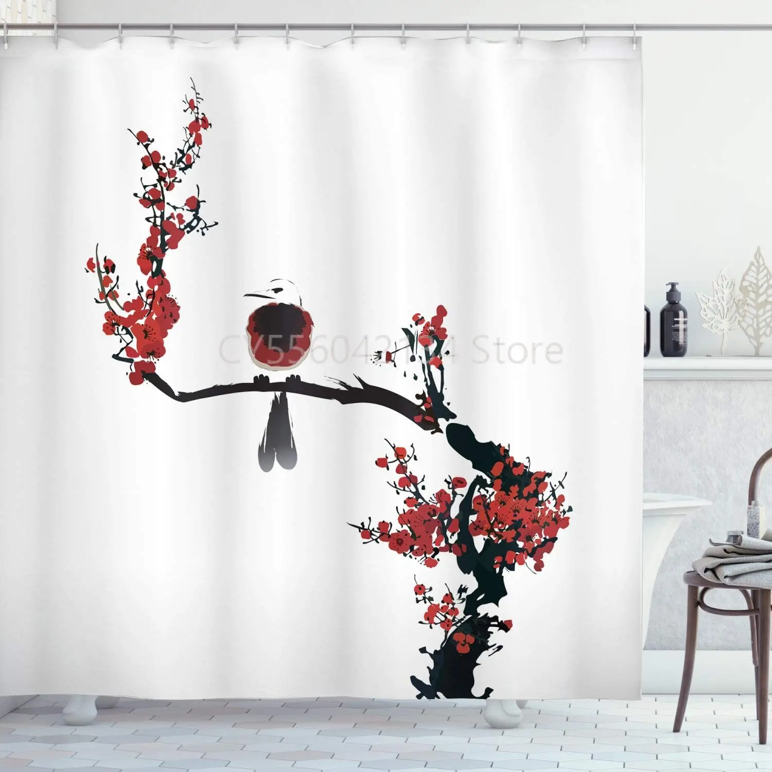 Bird on Cherry Tree Summertime Classic Painting Style Illustration Print Cloth Fabric Bathroom Decor Set with Hook
Bird on Cherry Tree Summertime Classic Painting Style Illustration Print Cloth Fabric Bathroom Decor Set with Hook