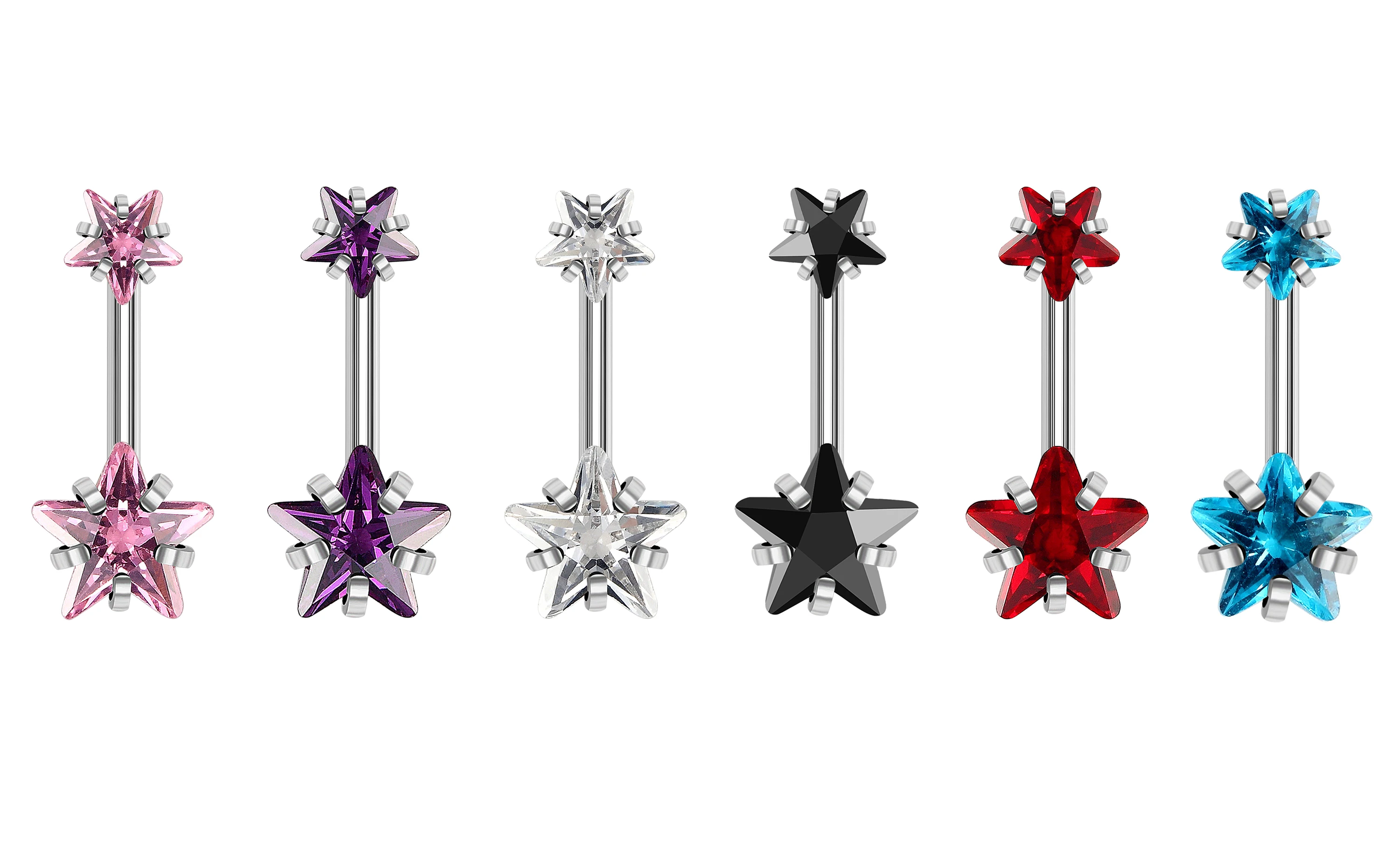 316l Stainless Steel Belly Button Rings With Zircon Round Heart Star Square Piercing 14G Navel Ring Belly Piercing Jewelry 6pcs
316l Stainless Steel Belly Button Rings With Zircon Round Heart Star Square Piercing 14G Navel Ring Belly Piercing Jewelry 6pcs