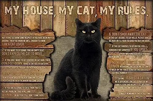Retro Rustic Metal Tin Sign My House, My Cat,My Rules Funny Fashion Garage Tin Sign Wall Plaque Poster for Home Decor for Bars
Retro Rustic Metal Tin Sign My House, My Cat,My Rules Funny Fashion Garage Tin Sign Wall Plaque Poster for Home Decor for Bars
