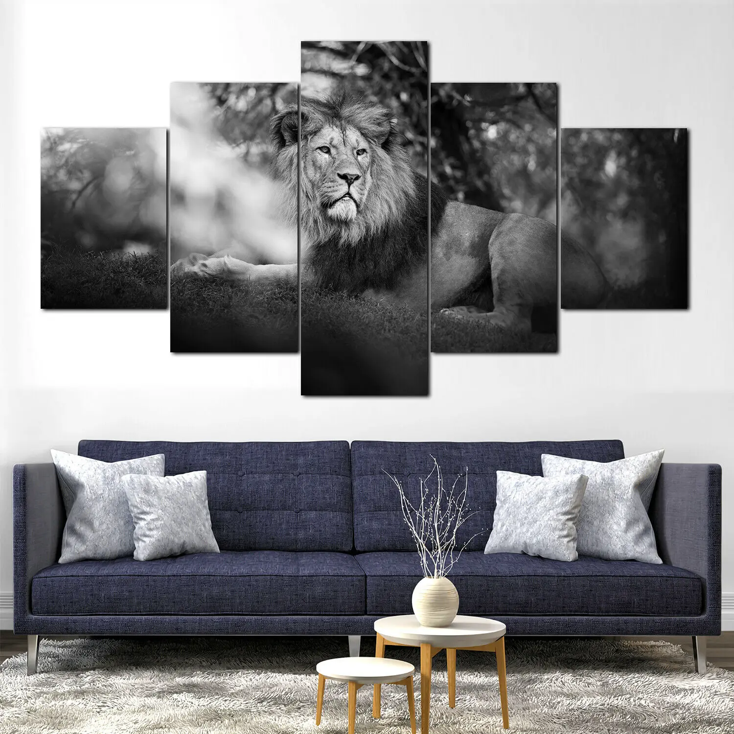 5 Piece Animal Poster Modular Gray Young Lion Lying on All Fours Wall Art Canvas Paintings Wall Decorations for Living Room
5 Piece Animal Poster Modular Gray Young Lion Lying on All Fours Wall Art Canvas Paintings Wall Decorations for Living Room