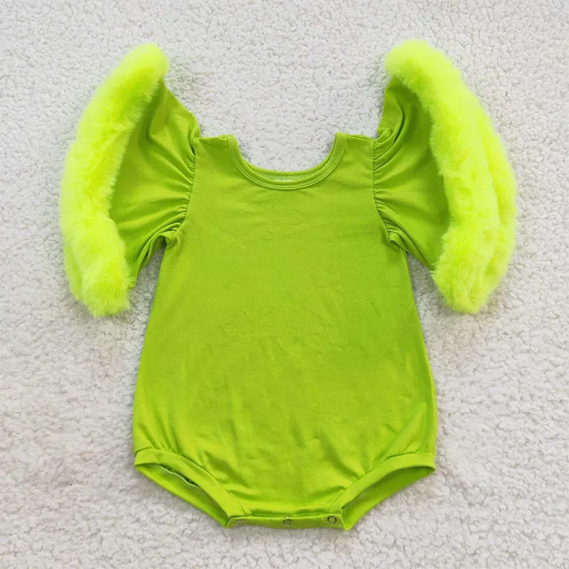 Christmas festival green short sleeves with fur design baby girls bubble romper boutique toddler onesie newborn romper
Christmas festival green short sleeves with fur design baby girls bubble romper boutique toddler onesie newborn romper