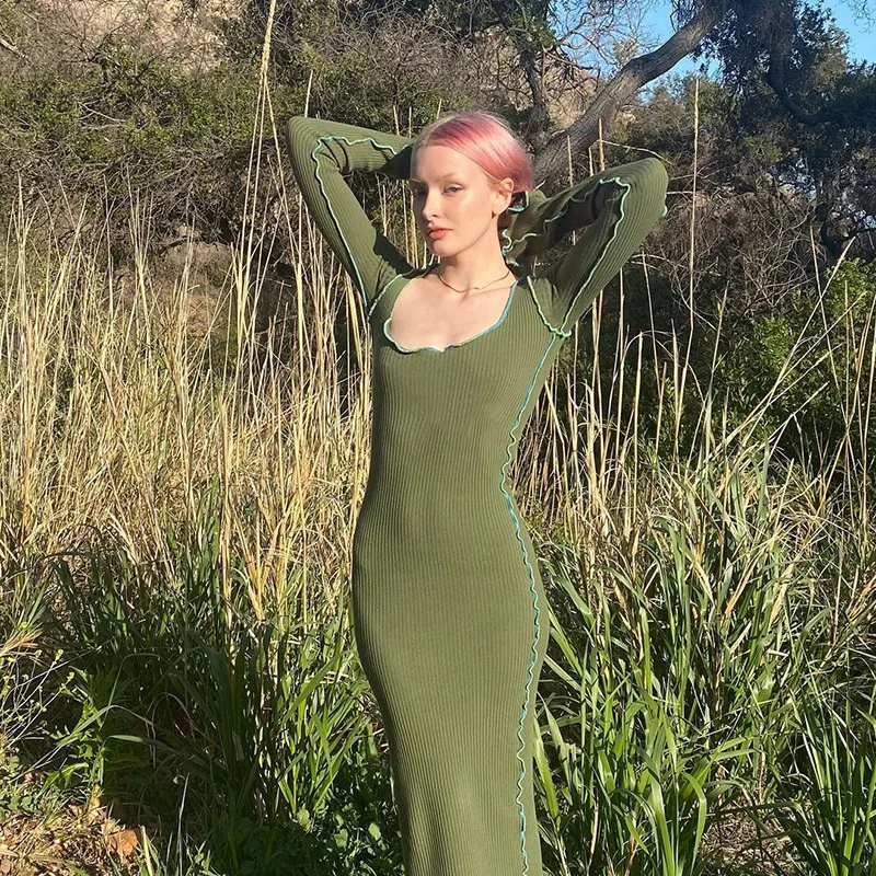 European and American Millennium Hot Girl Trendy round Neck Long Sleeve Narrow Slim-Fit Figure Flattering Long Dress Autumn Temp
European and American Millennium Hot Girl Trendy round Neck Long Sleeve Narrow Slim-Fit Figure Flattering Long Dress Autumn Temp