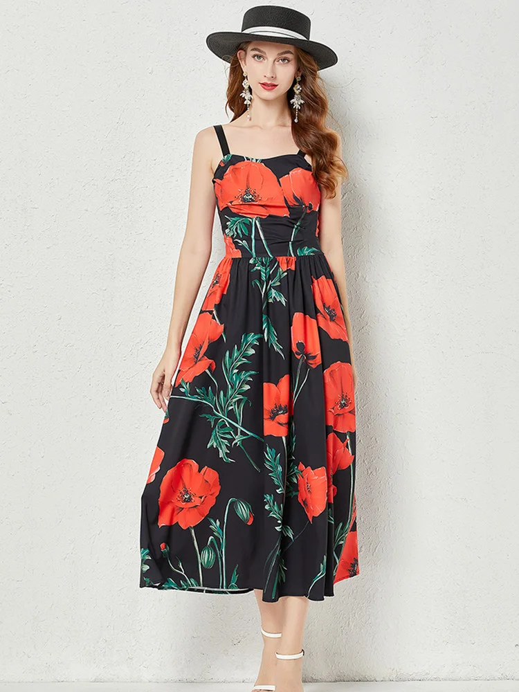 2023 Summer Runway Floral Dress Women's Vacation Spaghetti Strap Sundress Sexy Backless Flower Print Party Long Dress Vestidos
2023 Summer Runway Floral Dress Women's Vacation Spaghetti Strap Sundress Sexy Backless Flower Print Party Long Dress Vestidos