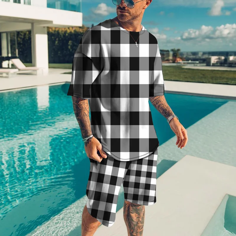 Summer Stitching Color 3D Print Men's T-Shirt Set Oversized Suit Comfortable and Cool Men Tracksuit T-shirt Shorts Outfits Sets
Summer Stitching Color 3D Print Men's T-Shirt Set Oversized Suit Comfortable and Cool Men Tracksuit T-shirt Shorts Outfits Sets