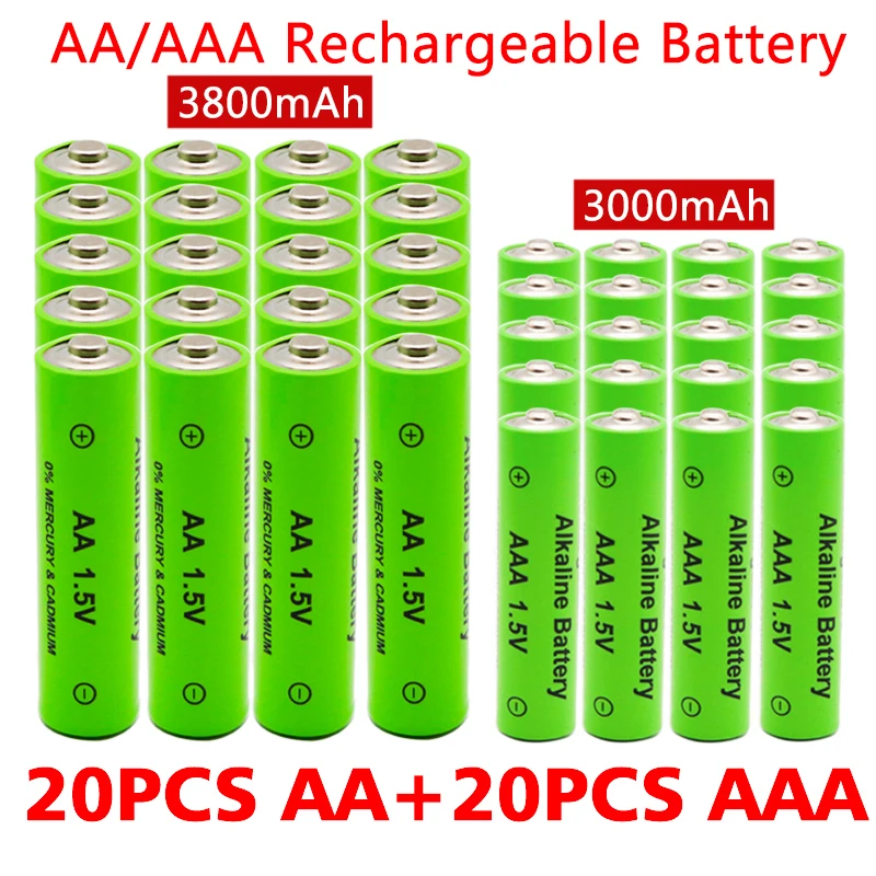 AA + AAA Rechargeable AA 1.5V 3800mAh/1.5V AAA 3000mAh Alkaline Battery Flashlight Toys Watch MP3 Player Replace Ni-Mh Battery
AA + AAA Rechargeable AA 1.5V 3800mAh/1.5V AAA 3000mAh Alkaline Battery Flashlight Toys Watch MP3 Player Replace Ni-Mh Battery
