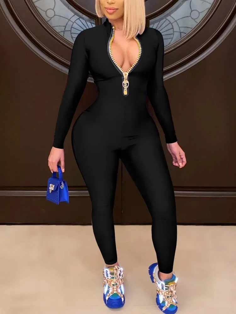 2022 Autumn Bodycon Jumpsuit Women Zipper Overalls Long Jumpsuit Women Black Romper Ladies Overalls For Women
2022 Autumn Bodycon Jumpsuit Women Zipper Overalls Long Jumpsuit Women Black Romper Ladies Overalls For Women