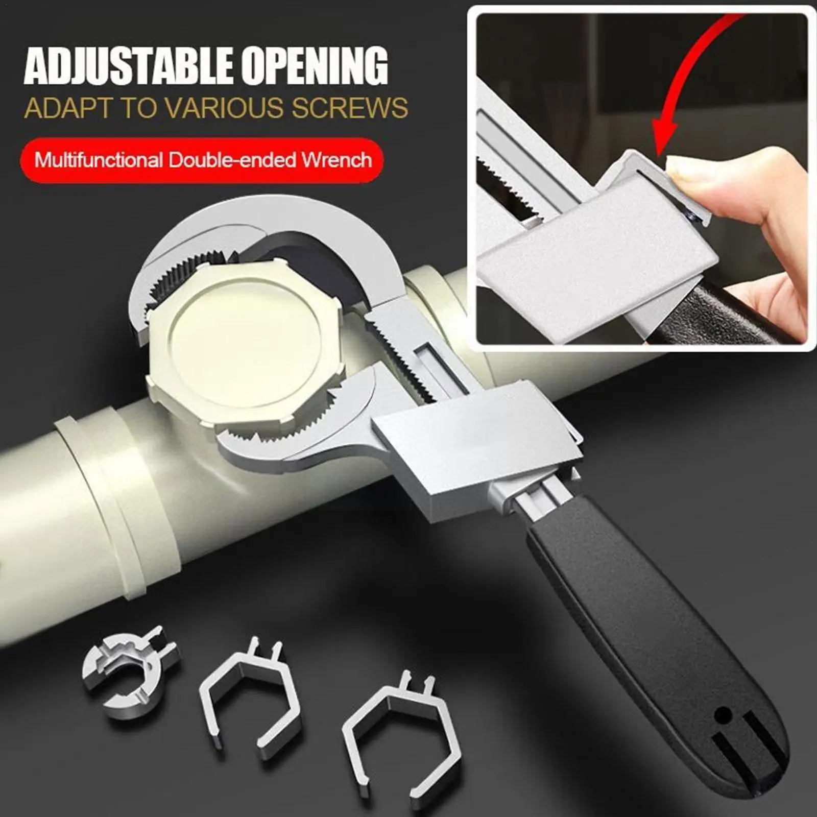 Adjustable Double-ended Wrench Bath Wrench Multifunctional Repair Aluminium Tool Alloy Open Bathroom Hand End Spanner Unive E2A8
Adjustable Double-ended Wrench Bath Wrench Multifunctional Repair Aluminium Tool Alloy Open Bathroom Hand End Spanner Unive E2A8