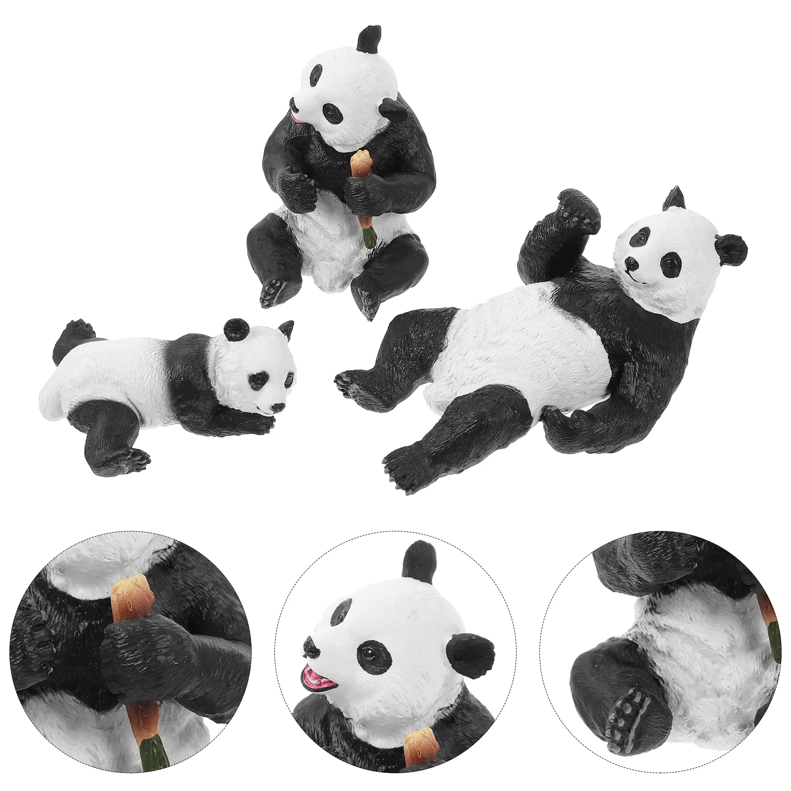 

3Pcs Panda Figurines Toy Realistic Plastic Animals Figures Forest Farm Toy