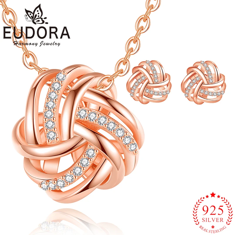 Eudora 925 Sterling Silver Infinity Celtic Knot Earrings Necklace Set Zircon Rose Gold Color Pendant Women Fashion Jewelry Gift
Eudora 925 Sterling Silver Infinity Celtic Knot Earrings Necklace Set Zircon Rose Gold Color Pendant Women Fashion Jewelry Gift