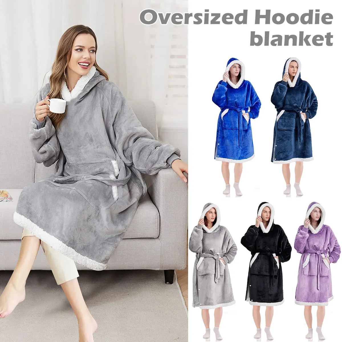 Одеяло для ношения большого размера, толстовка, большое и теплое одеяло, толстовка с капюшоном, гигантский карман и пояс, удобное плюшевое о...
Одеяло для ношения большого размера, толстовка, большое и теплое одеяло, толстовка с капюшоном, гигантский карман и пояс, удобное плюшевое о...