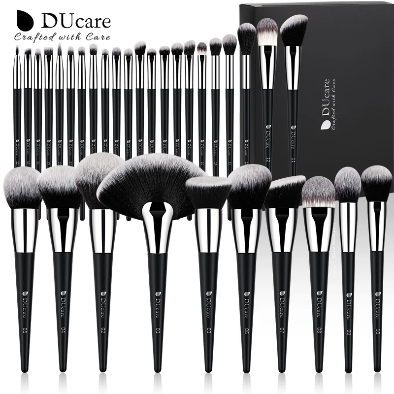 

DUcare Professional Makeup Brush Set 32Pcs Synthetic Kabuki Foundation Blending Brush Face Powder Blush Concealers Eye Shadows
