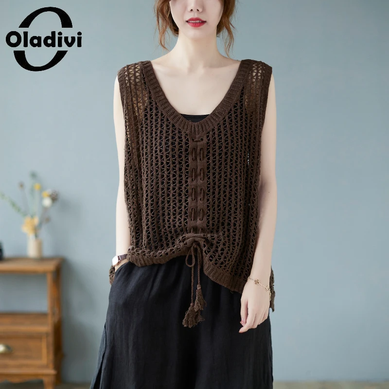 Oladivi Oversized Women's Casual Loose Sleeveless Vest Tank 2022 Summer Knitted Shirts Leisure Top Tees Tunic Female Blusas 5110
Oladivi Oversized Women's Casual Loose Sleeveless Vest Tank 2022 Summer Knitted Shirts Leisure Top Tees Tunic Female Blusas 5110