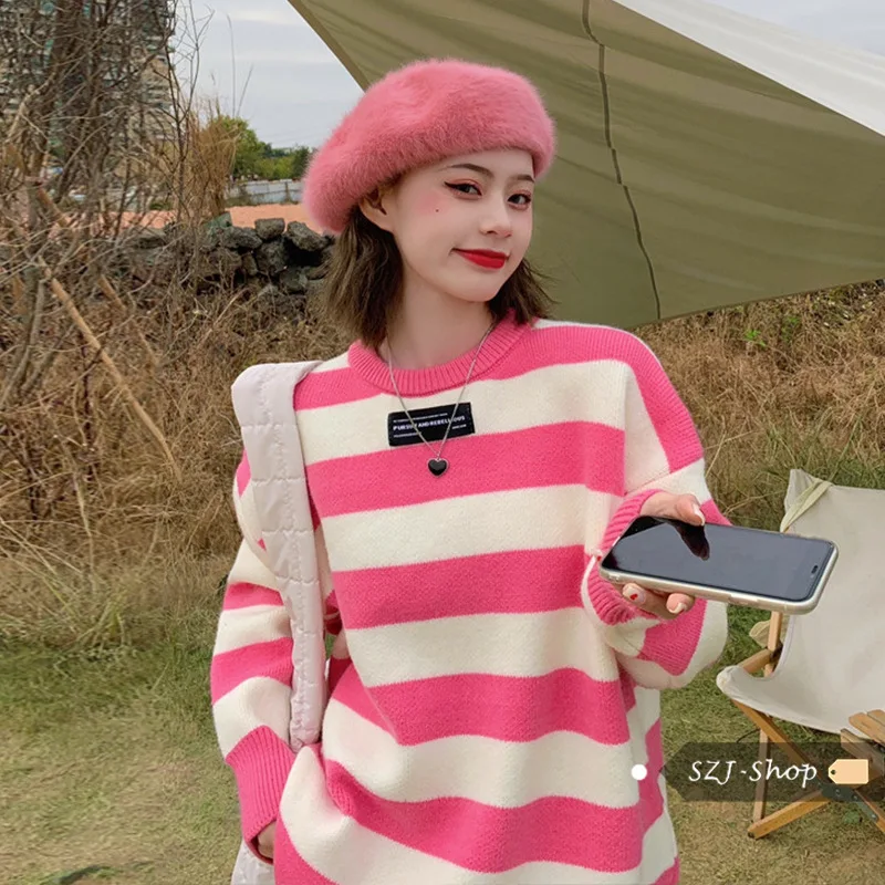 Early autumn Korean o neck striped pullover sweater women 2023 autumn and winter new outer wear pink gentle knitted sweater
Early autumn Korean o neck striped pullover sweater women 2023 autumn and winter new outer wear pink gentle knitted sweater