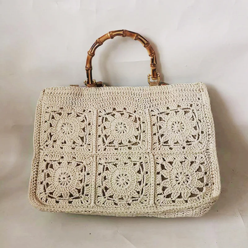 Hand-woven Fashion Handbag Women's Retro Simple Cotton Hemp Hook Flower Design Shoulder Bag Beach Holiday Bags 2023 New Tote
Hand-woven Fashion Handbag Women's Retro Simple Cotton Hemp Hook Flower Design Shoulder Bag Beach Holiday Bags 2023 New Tote