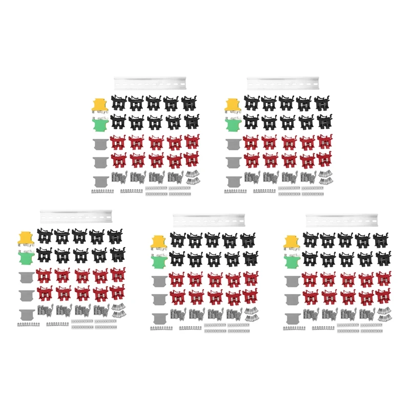 5X DIN Rail Terminal Blocks Kit Terminal+Ground Blocks+Aluminum Rail+End Brackets+End Covers+Jumpers Kits
5X DIN Rail Terminal Blocks Kit Terminal+Ground Blocks+Aluminum Rail+End Brackets+End Covers+Jumpers Kits
