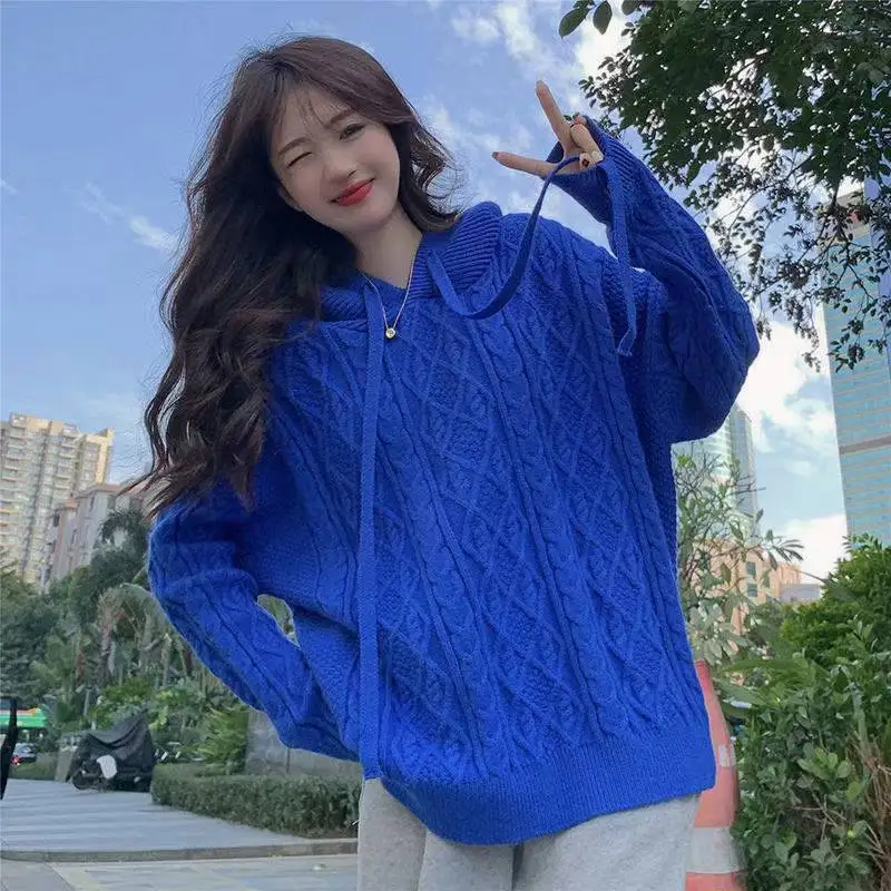 Свитер женский осенне-зимний однотонный с длинным рукавом, H110 
Свитер женский осенне-зимний однотонный с длинным рукавом, H110