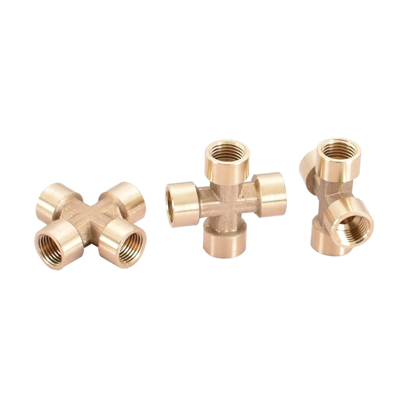 

1pcs Brass Pipe Fitting 4 Way Connector Cross 1/8" 1/4" 3/8" 1/2" male Thread Copper Barbed Coupler Adapter Coupling