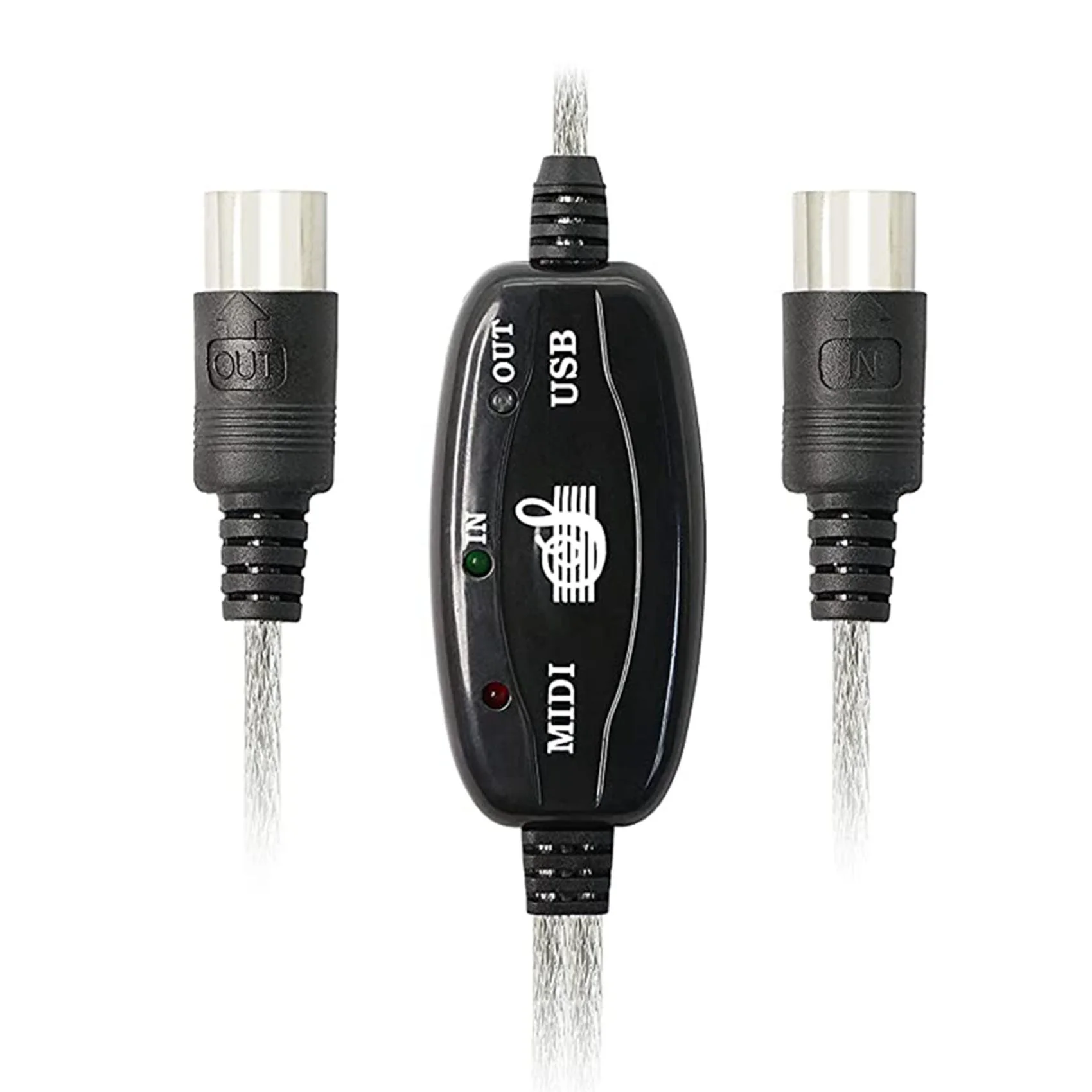 USB MIDI Cable Adapter, USB Type A Male to MIDI Din 5 Pin In-Out Cable Interface with LED Indicator for Music Keyboard
USB MIDI Cable Adapter, USB Type A Male to MIDI Din 5 Pin In-Out Cable Interface with LED Indicator for Music Keyboard