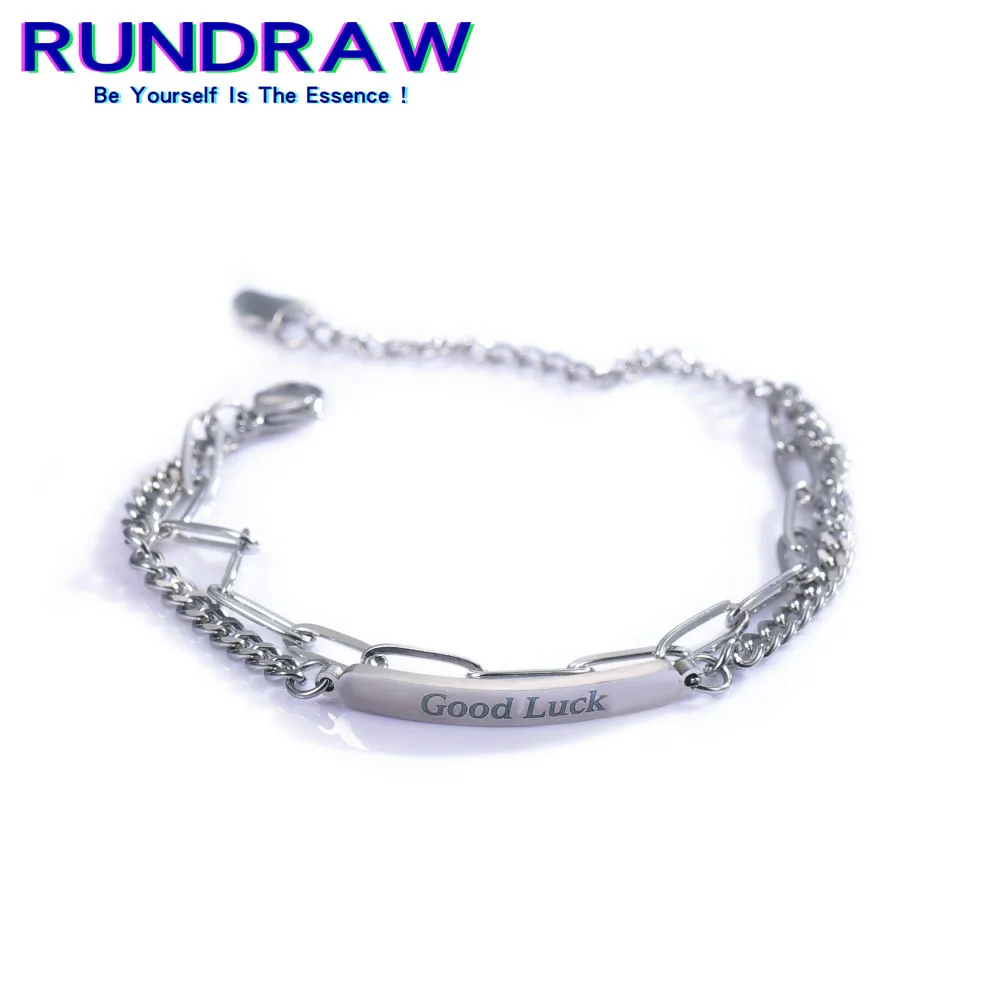 Rundraw Hip Hop Goth Style Women Men Silver Color Good Luck Pendant Bracelet For Fashion Lettering Party Jewelry Gift
Rundraw Hip Hop Goth Style Women Men Silver Color Good Luck Pendant Bracelet For Fashion Lettering Party Jewelry Gift