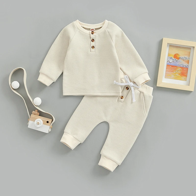 Toddler Thicken Waffle Clothes Set Boy Girls Buttons Round Neck Long Sleeve Tops with Drawstring Elastic Waist Long Pants
Toddler Thicken Waffle Clothes Set Boy Girls Buttons Round Neck Long Sleeve Tops with Drawstring Elastic Waist Long Pants