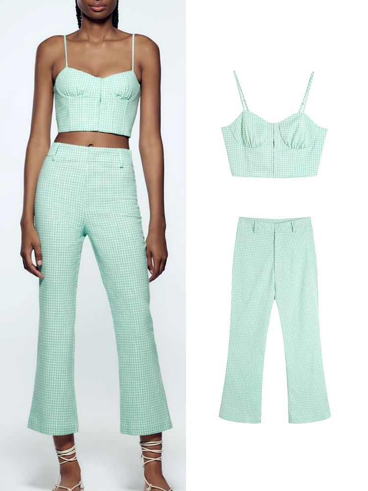 Two-piece Pants Suits Summer Women Short Top Pants Sets 2022 Plaid Sleeveless Vintage Tops Street Girls Outfits
Two-piece Pants Suits Summer Women Short Top Pants Sets 2022 Plaid Sleeveless Vintage Tops Street Girls Outfits