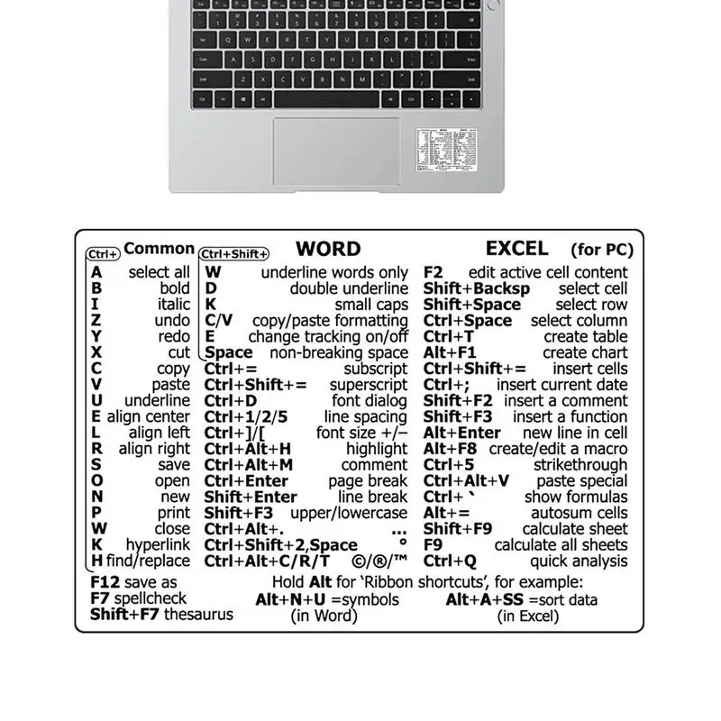 

Ярлыки для клавиатуры Word/Excel, быстрая Справочная инструкция, ярлыки для клавиатуры, наклейки для ПК, ноутбука, не грязеотталкивающий клей, совместим с 13