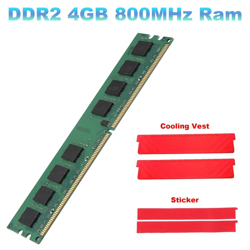4GB DDR2 Ram Memory+Cooling Vest 800Mhz PC2-6400S 240 Pin 1.8V DIMM For AMD Desktop PC Ram
4GB DDR2 Ram Memory+Cooling Vest 800Mhz PC2-6400S 240 Pin 1.8V DIMM For AMD Desktop PC Ram