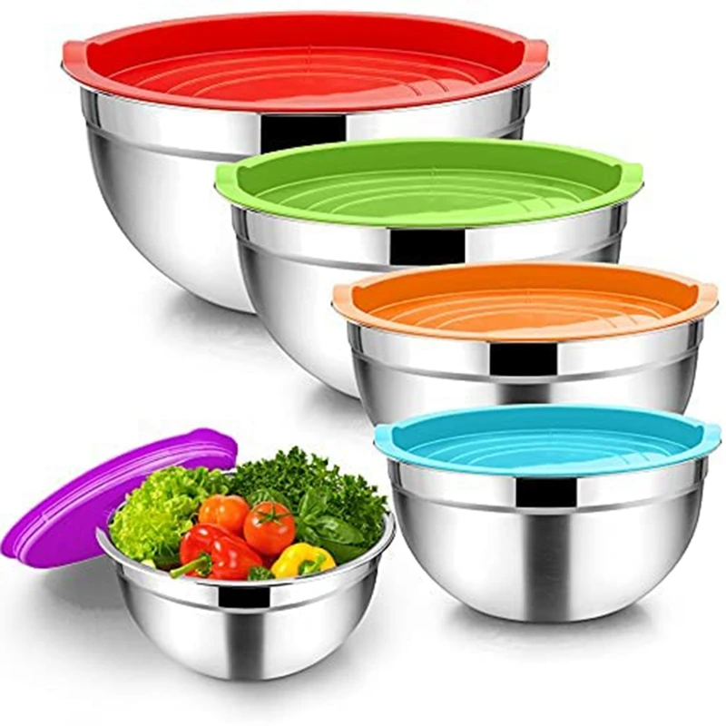 Hot SV-5 Pieces Mixing Bowl,Stainless Steel Salad Bowl Stackable Serving Bowl With Airtight Lids For Kitchen Cooking Baking,Etc
Hot SV-5 Pieces Mixing Bowl,Stainless Steel Salad Bowl Stackable Serving Bowl With Airtight Lids For Kitchen Cooking Baking,Etc