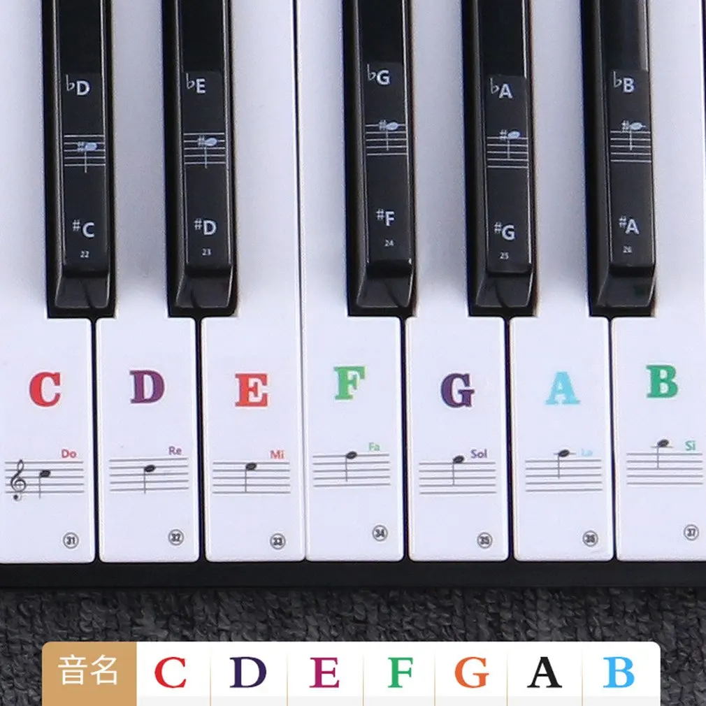

49/54/61/88 цветов наклейка на клавиатуру, электронная клавиатура, клавиатура, пианино, стикер, символ для белых клавиш