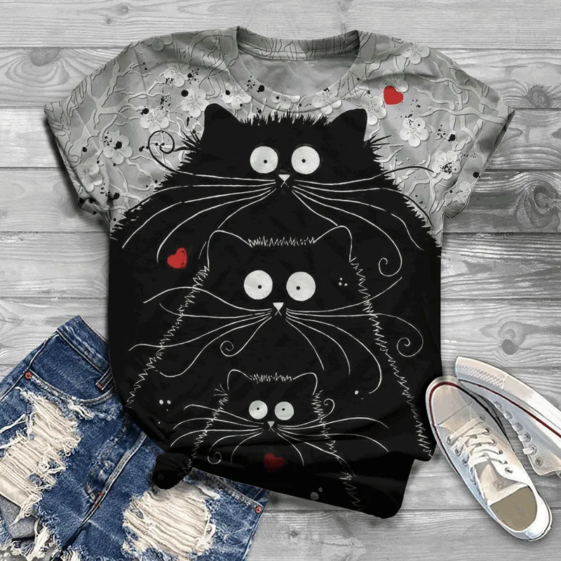 2022 Summer Ladies short sleeve loose casual 3D printed Harajuku Animal Cat collar fashion T-shirt Top
2022 Summer Ladies short sleeve loose casual 3D printed Harajuku Animal Cat collar fashion T-shirt Top