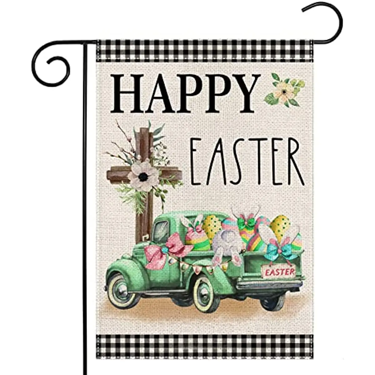 Happy Easter Garden Flag 12x18 Inch Reversible Buffalo Plaid with Truck Cross Bunny Egg, Small Garden Flag
Happy Easter Garden Flag 12x18 Inch Reversible Buffalo Plaid with Truck Cross Bunny Egg, Small Garden Flag
