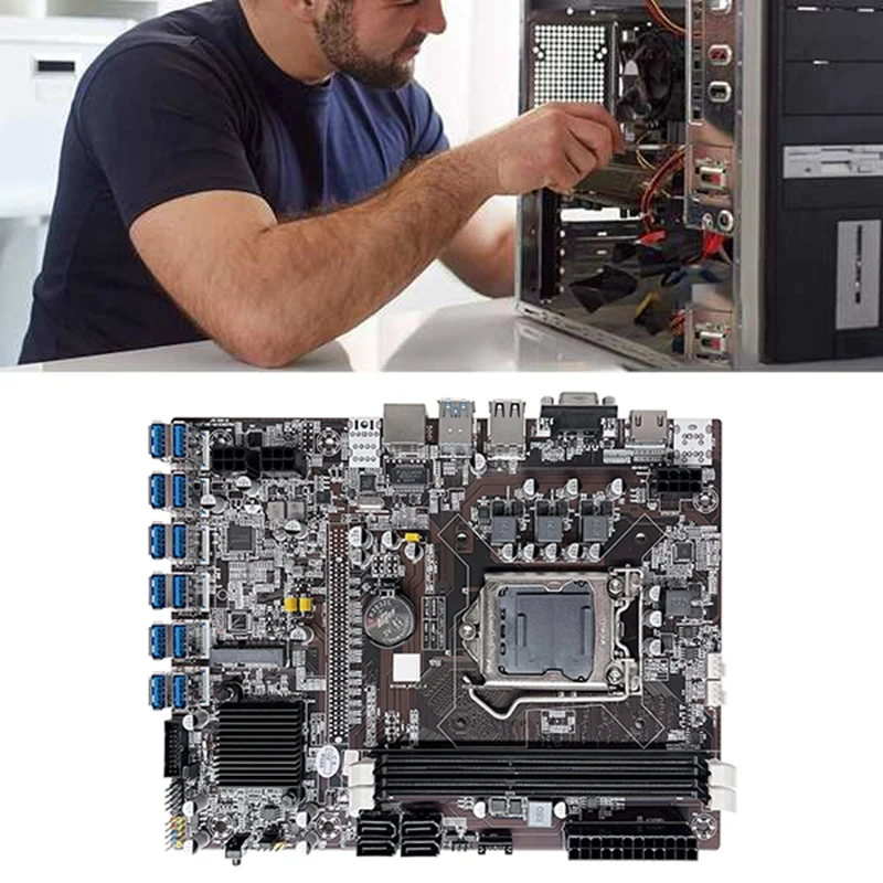 B75 ETH Mining Motherboard 12 PCIE To USB LGA1155 Motherboard With G540 CPU+SATA Cable+RJ45 Network Cable+Thermal Grease
B75 ETH Mining Motherboard 12 PCIE To USB LGA1155 Motherboard With G540 CPU+SATA Cable+RJ45 Network Cable+Thermal Grease