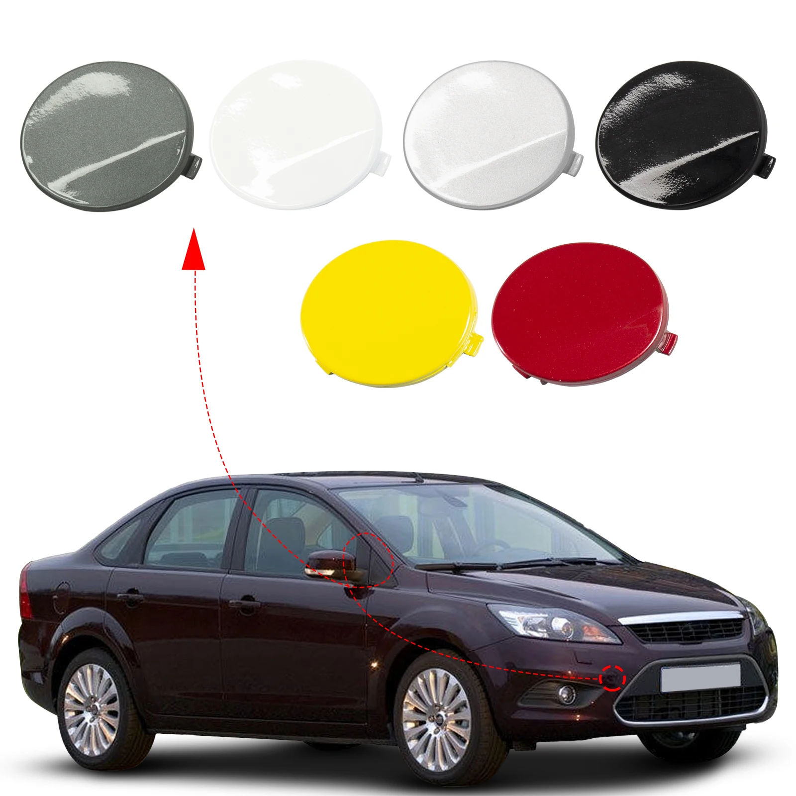 Front Bumper Tow Hook Cover Towing Eye Cap For Ford Focus II MK2 2008-2011 Sedan Saloon 8M5117A989AB 1521645 Car Accessories
Front Bumper Tow Hook Cover Towing Eye Cap For Ford Focus II MK2 2008-2011 Sedan Saloon 8M5117A989AB 1521645 Car Accessories
