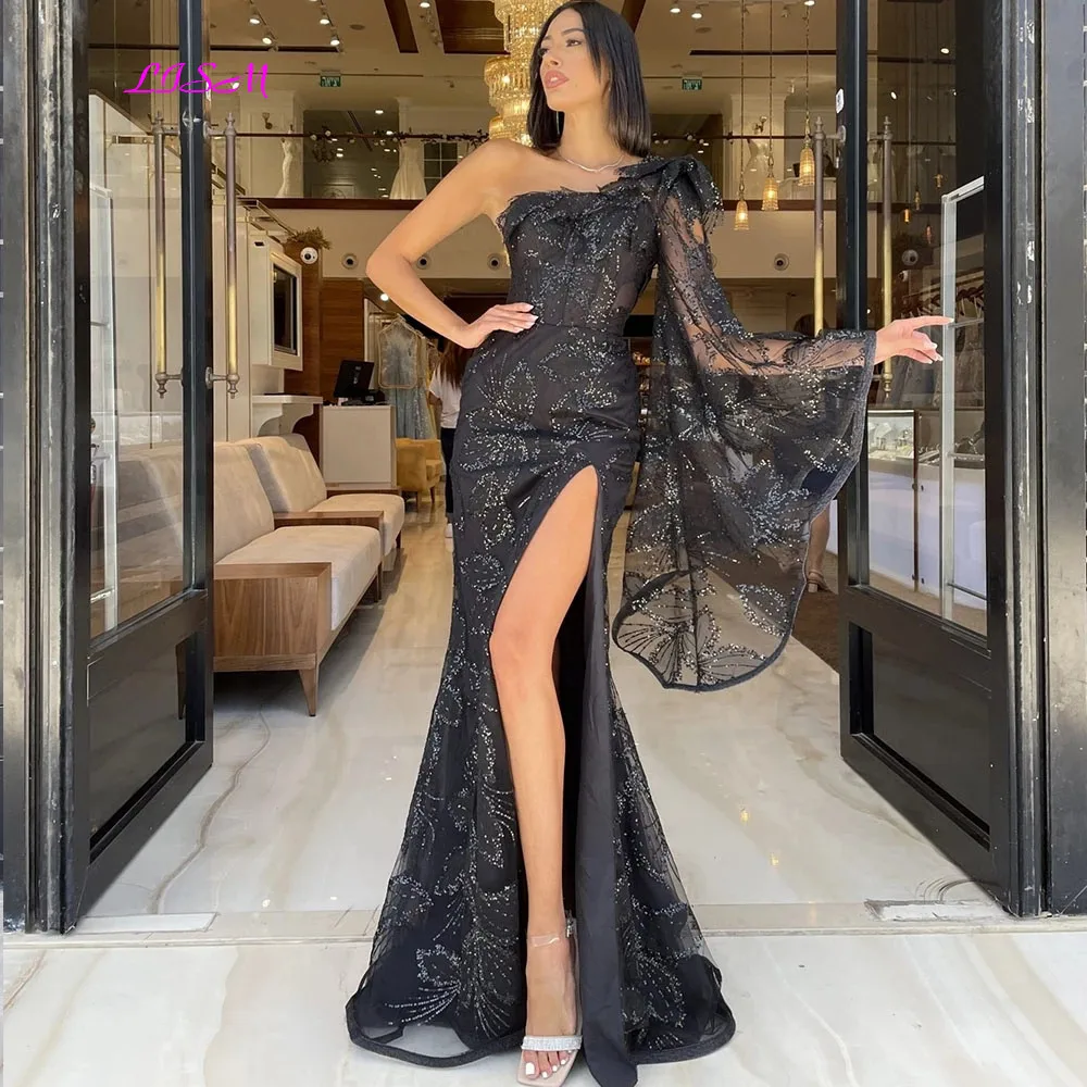 Black Formal Party Dresses Long Luxury 2022 Women One-Shoulder Mermaid Evening Gowns Split Elegant Sexy Wedding Guest Dress
Black Formal Party Dresses Long Luxury 2022 Women One-Shoulder Mermaid Evening Gowns Split Elegant Sexy Wedding Guest Dress