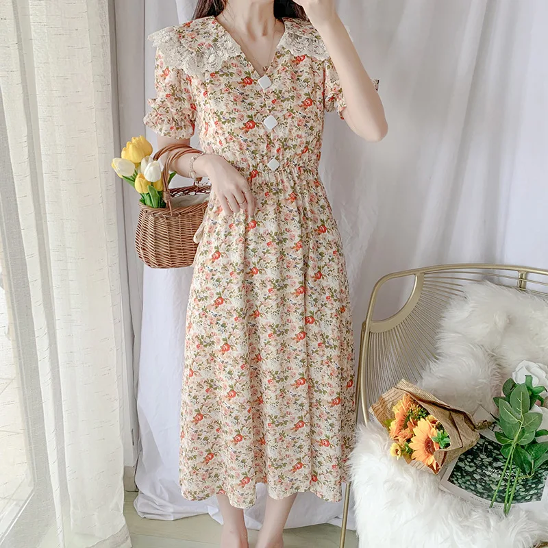 2022 Summer Maternity Wear Nursing Dresses Breastfeeding Doll Collar Floral Chiffon Dress Korean Lace Stitching Vacation Skirt
2022 Summer Maternity Wear Nursing Dresses Breastfeeding Doll Collar Floral Chiffon Dress Korean Lace Stitching Vacation Skirt