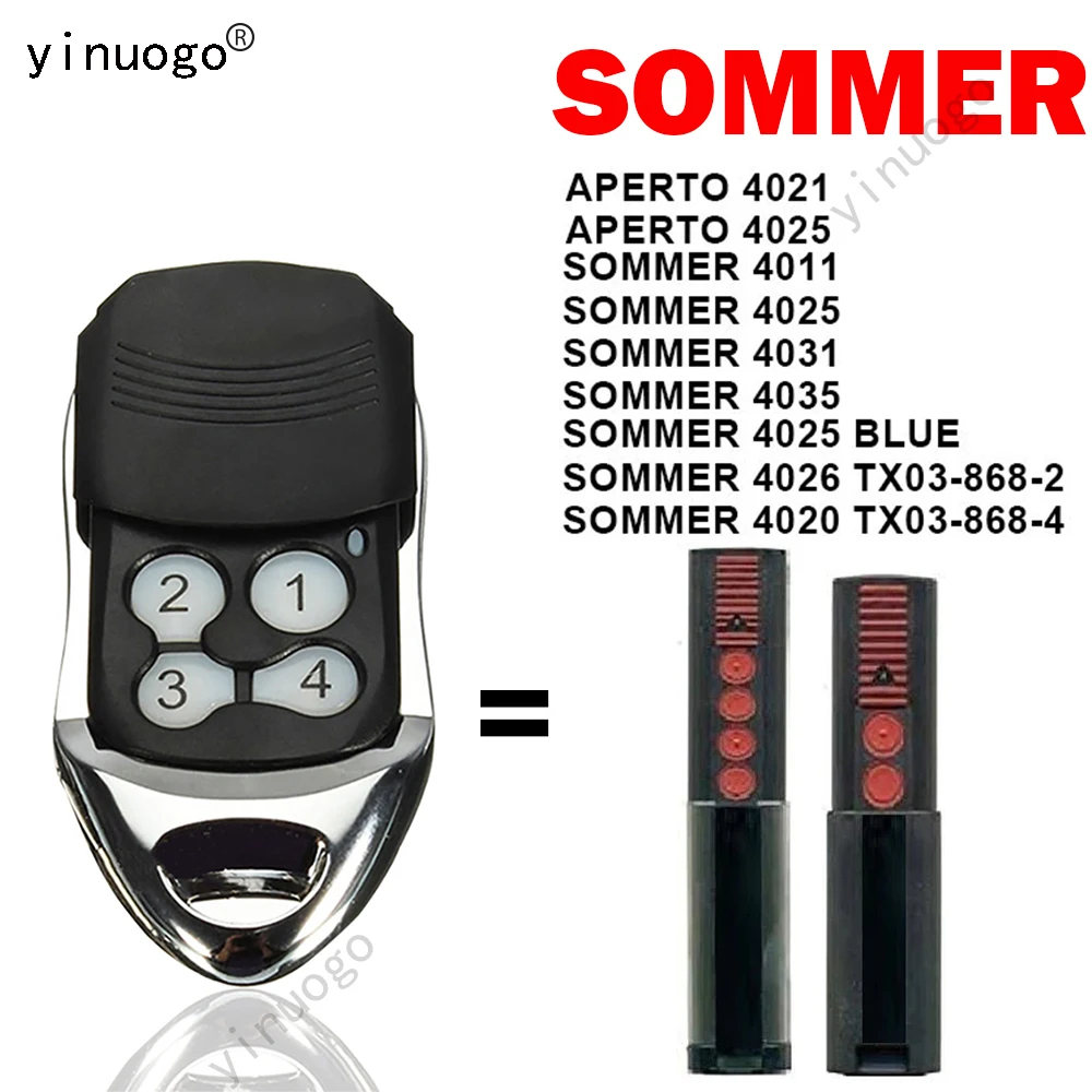 SOMMER 4026 4020 4021 4011 4025 4031 4035 TX03-868-4 TX03-868-2 868mhz Garage Door Remote Control Gate Opener Command KeyChain
SOMMER 4026 4020 4021 4011 4025 4031 4035 TX03-868-4 TX03-868-2 868mhz Garage Door Remote Control Gate Opener Command KeyChain