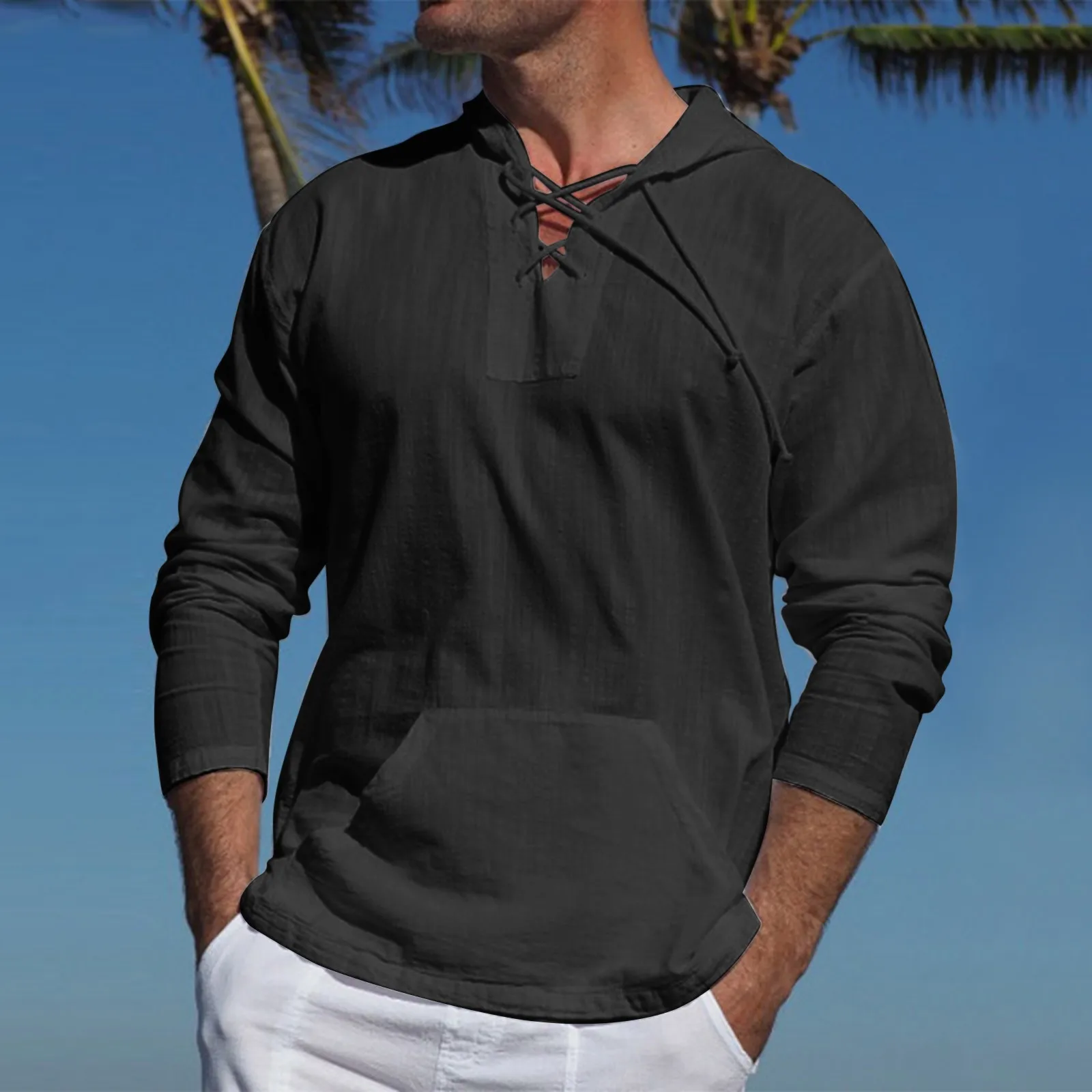 Men Spring Summer Casual Hawaiian Beach Tropical Cotton Linen Strap Pocket Solid Color Tops Hooded business Clothing Streetwear
Men Spring Summer Casual Hawaiian Beach Tropical Cotton Linen Strap Pocket Solid Color Tops Hooded business Clothing Streetwear