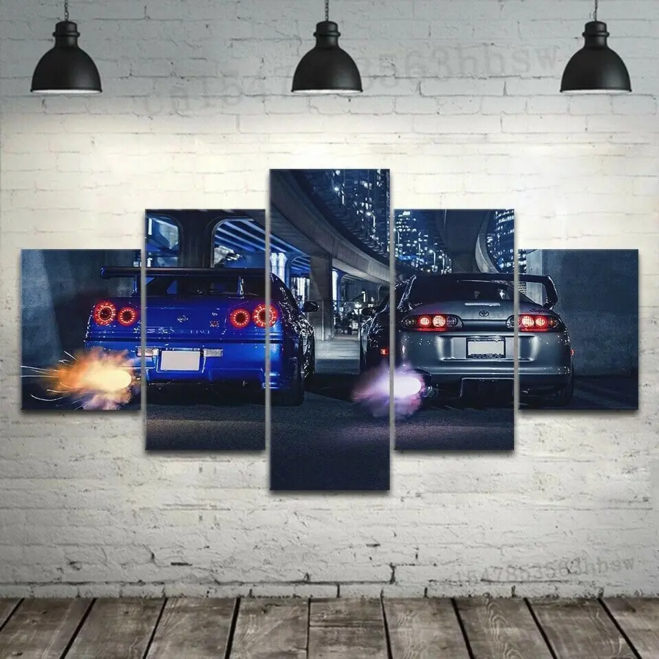 SUPRA vs GTR R34 спортивный автомобиль Гонки 5 панелей холст печать настенный художественный плакат домашний Декор 5 шт. декор комнаты картины
SUPRA vs GTR R34 спортивный автомобиль Гонки 5 панелей холст печать настенный художественный плакат домашний Декор 5 шт. декор комнаты картины