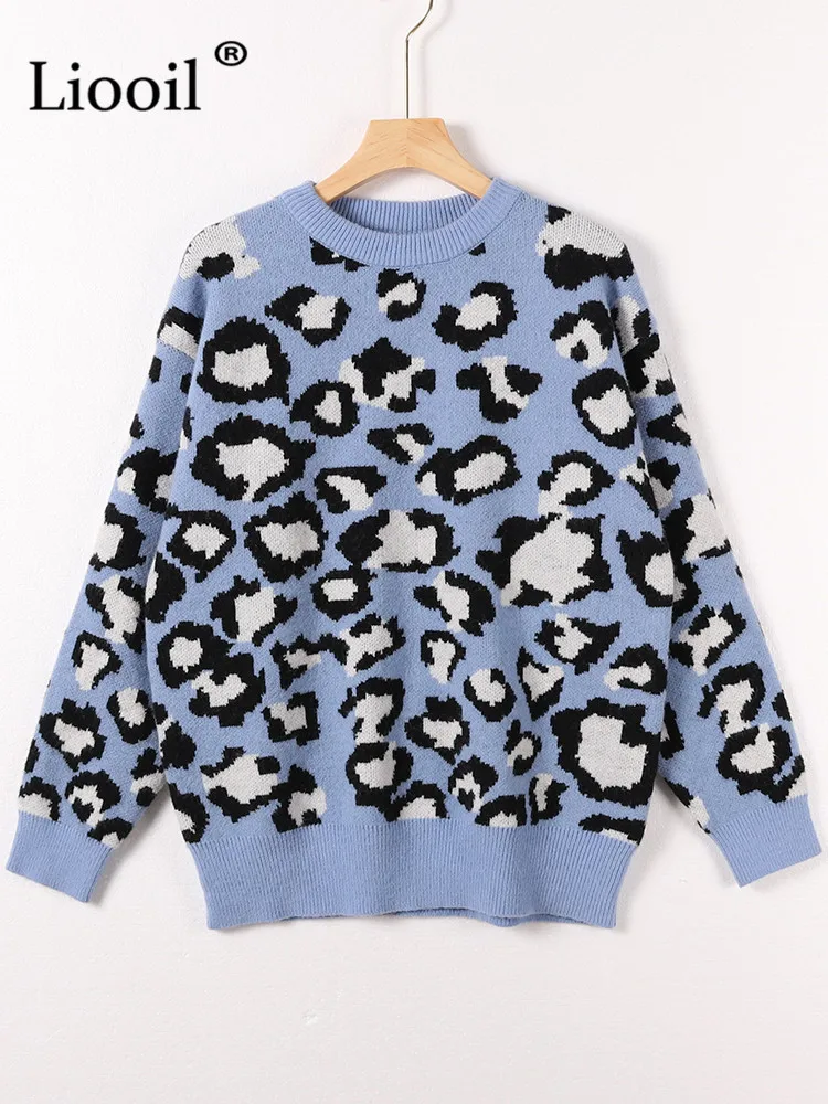 Liooil Leopard Print Knit Sweater Female Jumpers Warm Tops Pull Femme Streetwear Blue Khaki Knitted Sweaters For Women Pullovers
Liooil Leopard Print Knit Sweater Female Jumpers Warm Tops Pull Femme Streetwear Blue Khaki Knitted Sweaters For Women Pullovers