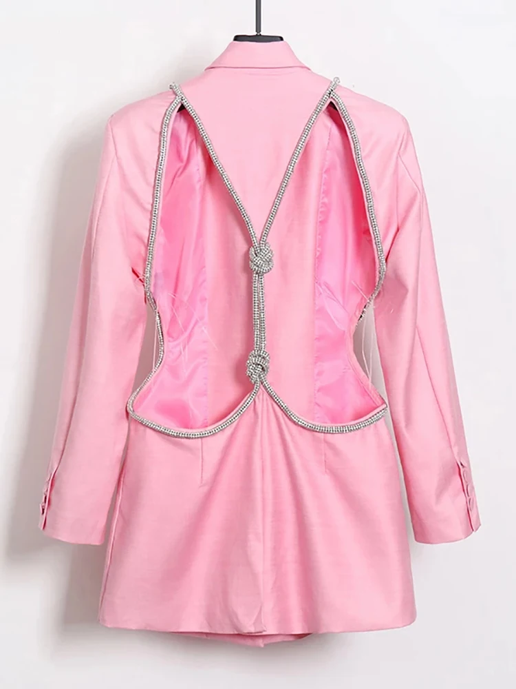 Sexy Backless Diamond Blazer Tops Female Lapel Collar Long Sleeve Slim Hollow Out Women's Coat Fashion 2022 New Woman Clothing
Sexy Backless Diamond Blazer Tops Female Lapel Collar Long Sleeve Slim Hollow Out Women's Coat Fashion 2022 New Woman Clothing