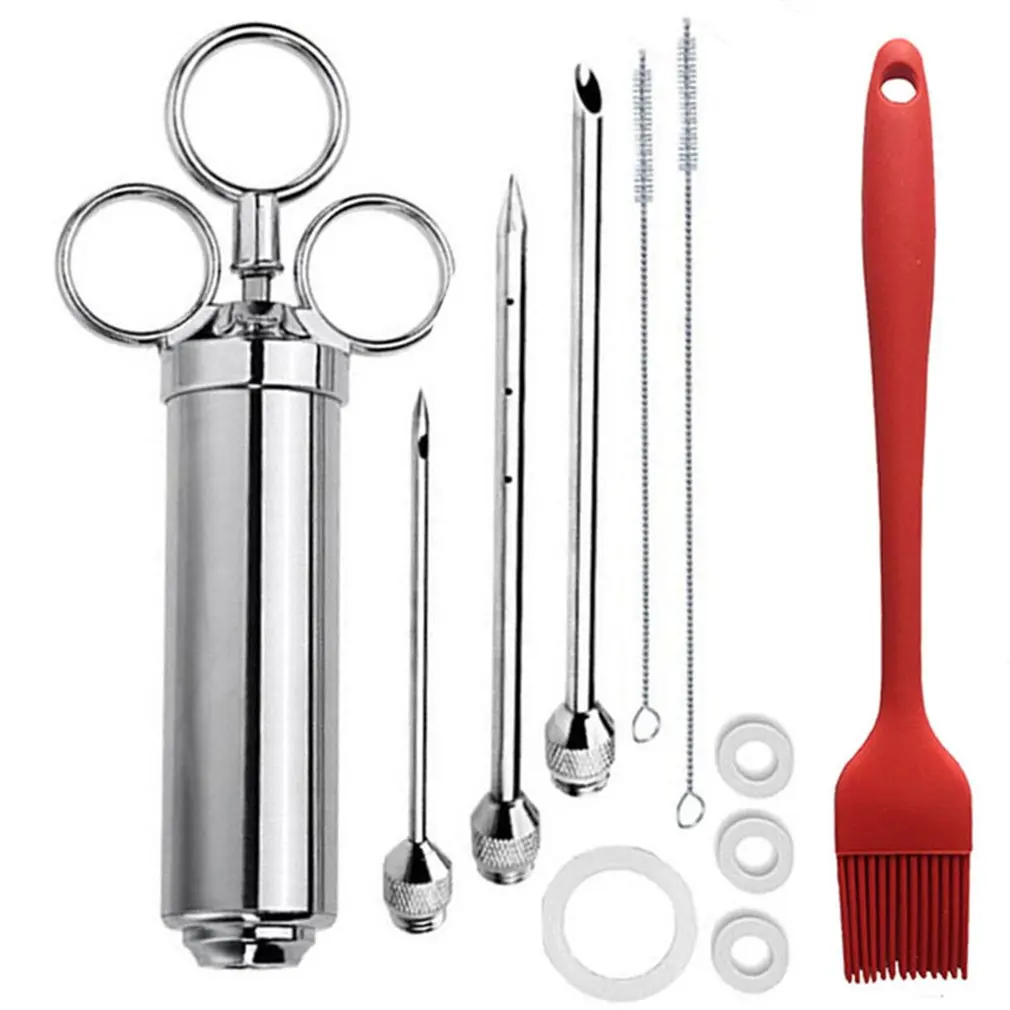 Seasoning Syringe Turkey Needle Stainless Steel Tool Steak Syringe Three Needle With Cleaning Brush Silicone Brush
Seasoning Syringe Turkey Needle Stainless Steel Tool Steak Syringe Three Needle With Cleaning Brush Silicone Brush