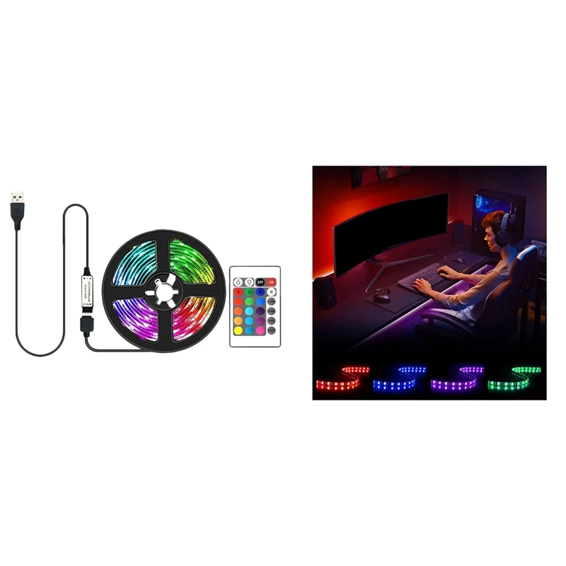 Led Light With Non Waterproof 5050 Rgb 24 Key Remote Control USB 5V Color Changing Atmosphere Light
Led Light With Non Waterproof 5050 Rgb 24 Key Remote Control USB 5V Color Changing Atmosphere Light