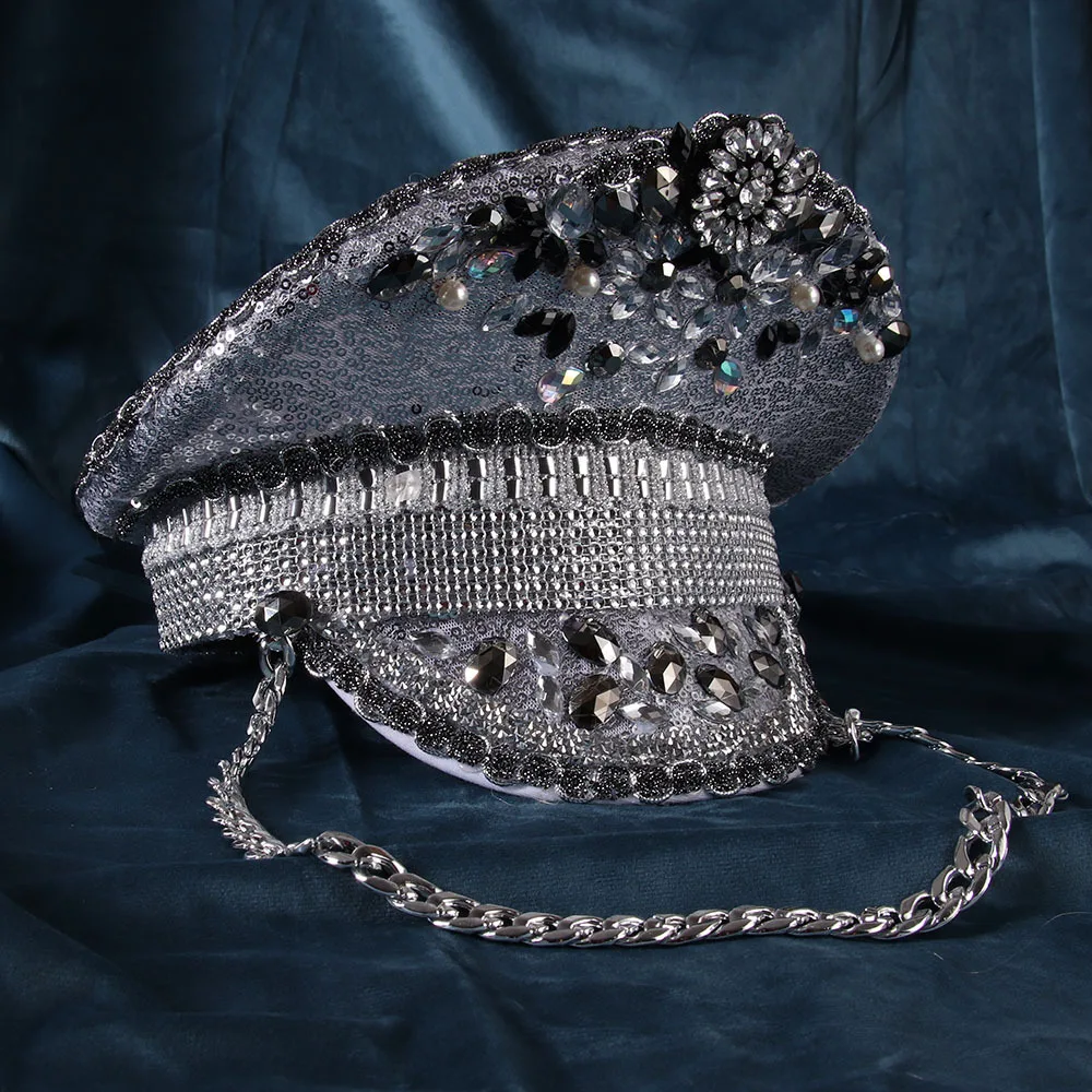 Rhinestone Captain Hat for Women Elegant Alphabet Sequin Hats Hair Accessory Lady Party Bride Gifts Hair Accessories for Women
Rhinestone Captain Hat for Women Elegant Alphabet Sequin Hats Hair Accessory Lady Party Bride Gifts Hair Accessories for Women