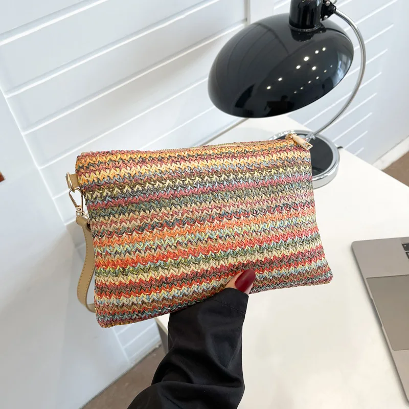 Summer Beach Handbags Colorful Wave Straw Woven Handbag Women's Flip Clutch Bag Hand-woven Mobile Phone Bags Female Purse Wallet
Summer Beach Handbags Colorful Wave Straw Woven Handbag Women's Flip Clutch Bag Hand-woven Mobile Phone Bags Female Purse Wallet