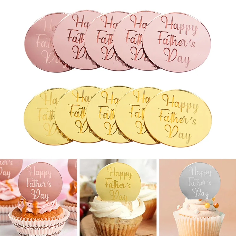 5pcs Happy Father's Day Round Cake Topper Holiday Home Party Decoration Accessories Cup Cake Acrylic Card Insert Gold DIY Craft
5pcs Happy Father's Day Round Cake Topper Holiday Home Party Decoration Accessories Cup Cake Acrylic Card Insert Gold DIY Craft