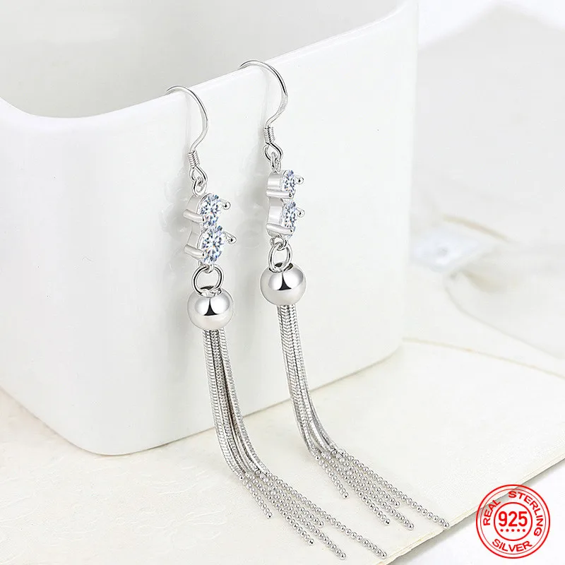 925 Sterling Silver CZ Long Dangle Earrings For Women Fashion Wedding Jewelry Gift
925 Sterling Silver CZ Long Dangle Earrings For Women Fashion Wedding Jewelry Gift
