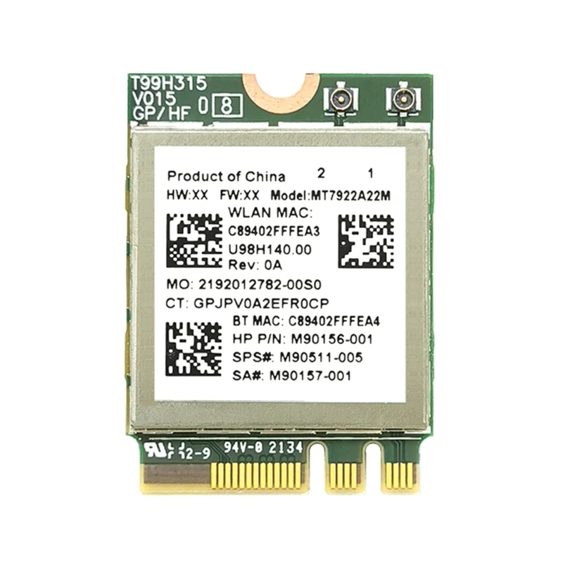 K92F WiFi6E MT7922 Mini PCI-E Wi-Fi карта 2,4/5/6G Bluetooth-совместимая 5,2 Lan Карта
K92F WiFi6E MT7922 Mini PCI-E Wi-Fi карта 2,4/5/6G Bluetooth-совместимая 5,2 Lan Карта