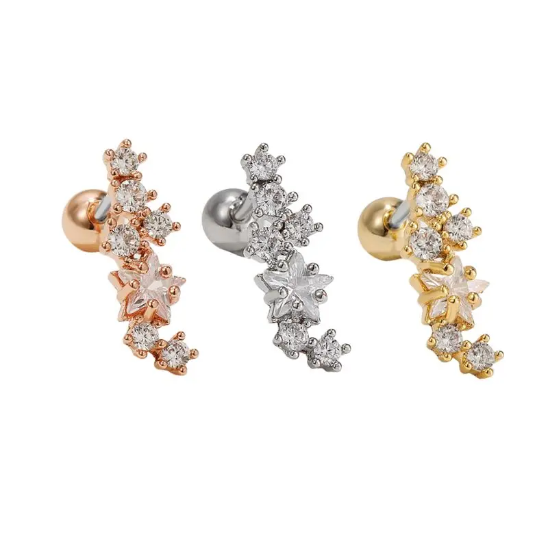 1 Pc Stainless Steel Crystal Zircon Ear Studs Earrings For Women Men Star Moon Tragus Cartilage Piercing Jewelry Accessories
1 Pc Stainless Steel Crystal Zircon Ear Studs Earrings For Women Men Star Moon Tragus Cartilage Piercing Jewelry Accessories